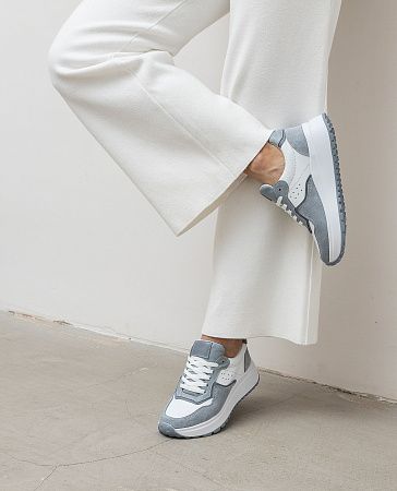 Жіночі шкіряні кросівки 10255-37 білий+сірий