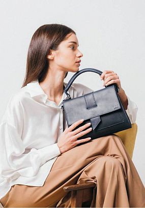 Шкіряна сумка ESTER Темно-синя вінтаж