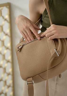 Рюкзак шкіряний TW-Groove-S-dark-beige-flo Карамель