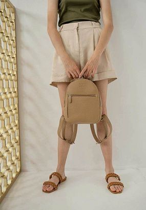 Рюкзак шкіряний TW-Groove-S-dark-beige-flo Карамель