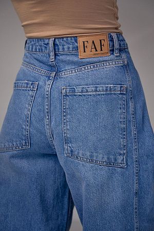 Жіночі широкі джинси 13209, сині