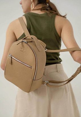 Рюкзак шкіряний TW-Groove-S-dark-beige-flo Карамель