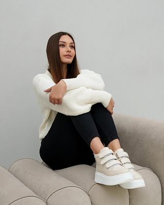 Жіночі шкіряні черевики L 98-36 Бежевий
