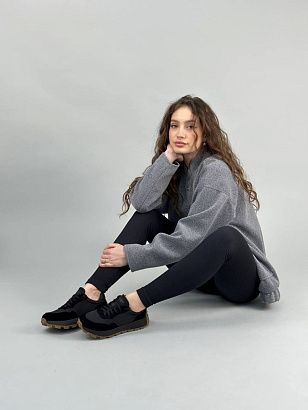 Жіночі замшеві кросівки SB462, чорні