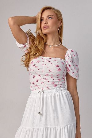 Блуза-топ 240417, білий з рожевим
