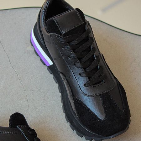Жіночі шкіряні кросівки  LSj-54 Чорні