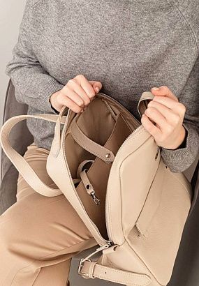 Рюкзак шкіряний BN-BAG-19 Світло-бежевий