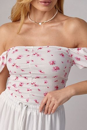 Блуза-топ 240417, білий з рожевим